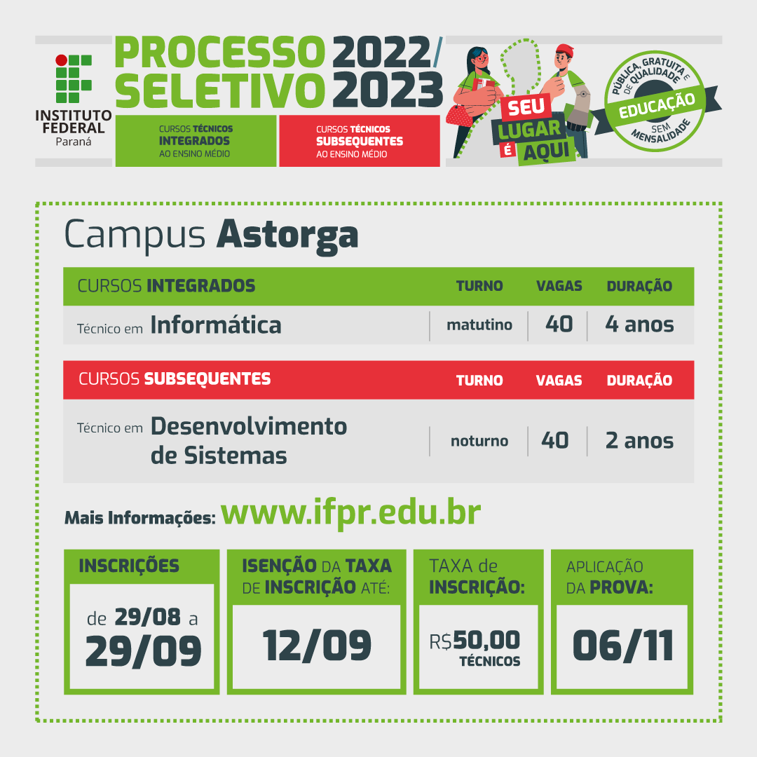 IFPR Astorga abre chamada por demanda espontânea para a distribuição de 16  vagas para o Curso de Especialização Lato Sensu Docência para a Educação  Básica – Campus Avançado Astorga