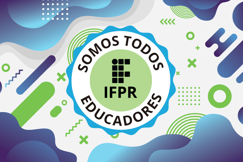 Imagem ilustrativa colorida que traz o selo da campanha #SomosTodosEducadores