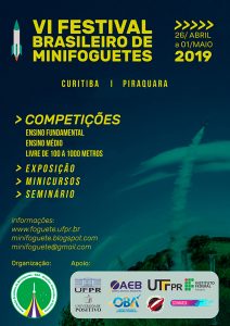 Cartaz do VI Festival Brasileiro de Minifoguetes, realizado de 26 de abril a 1º de maio.