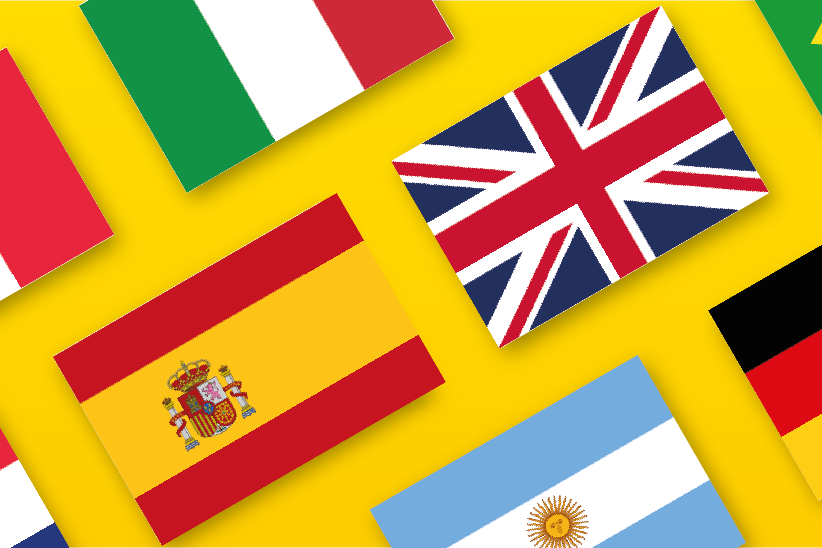Montagem com as bandeiras de diversos países