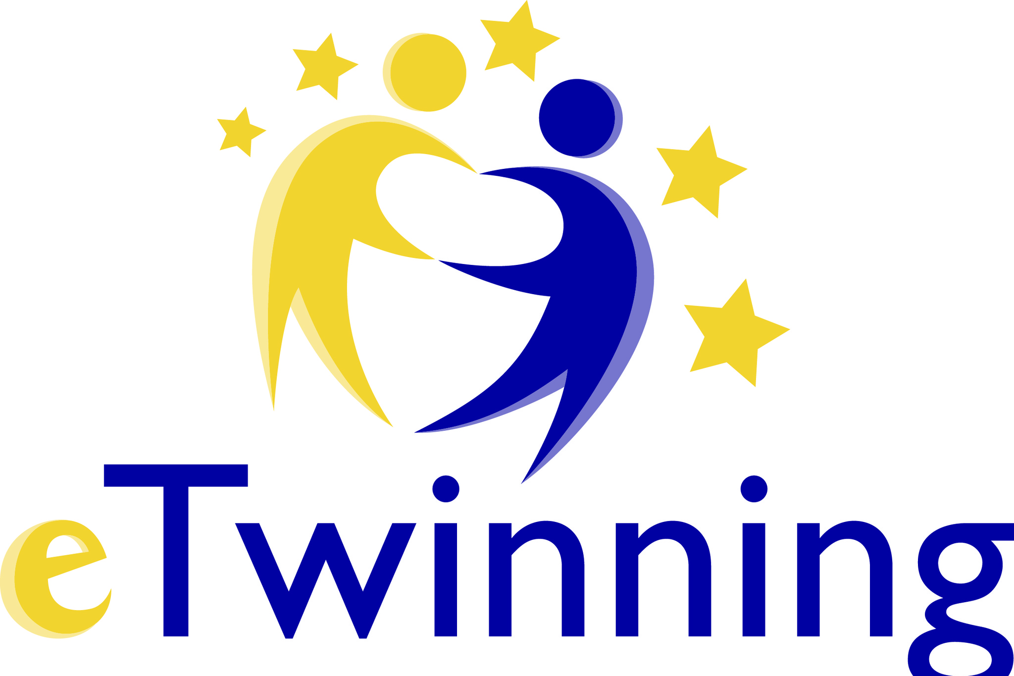 Marca do eTwinning: imagem traz desenho estilizado de duas pessoas de mãos dadas, remetendo à marca da União Europeia