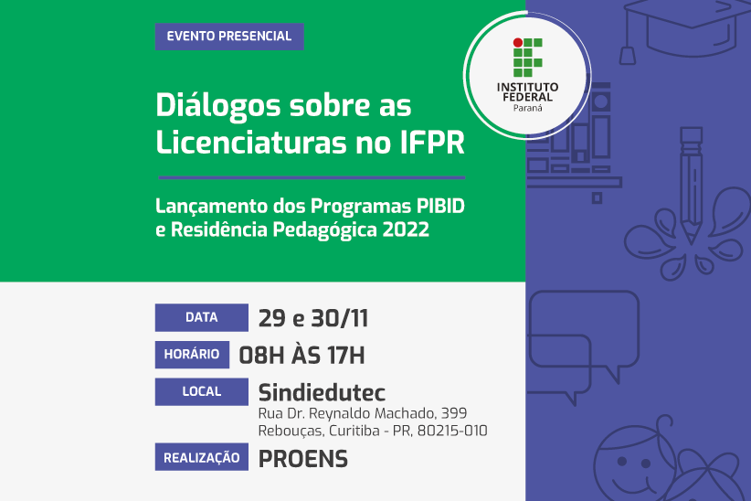 "Diálogos sobre as licenciaturas no IFPR. 29 e 30 de novembro"